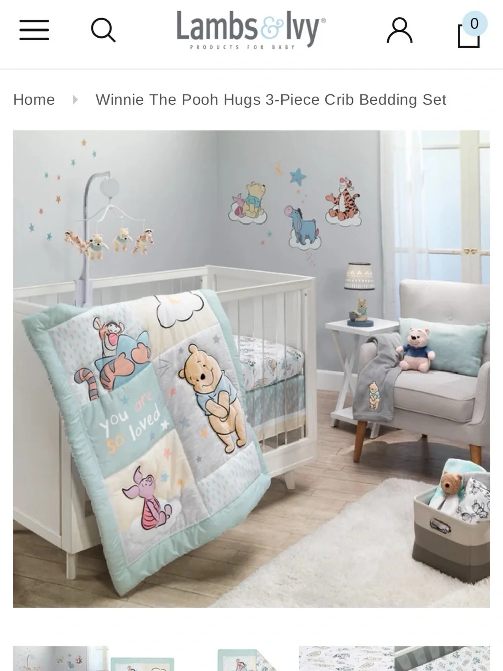 Winnie the Pooh Pastel Crib Bedding Set - Mint